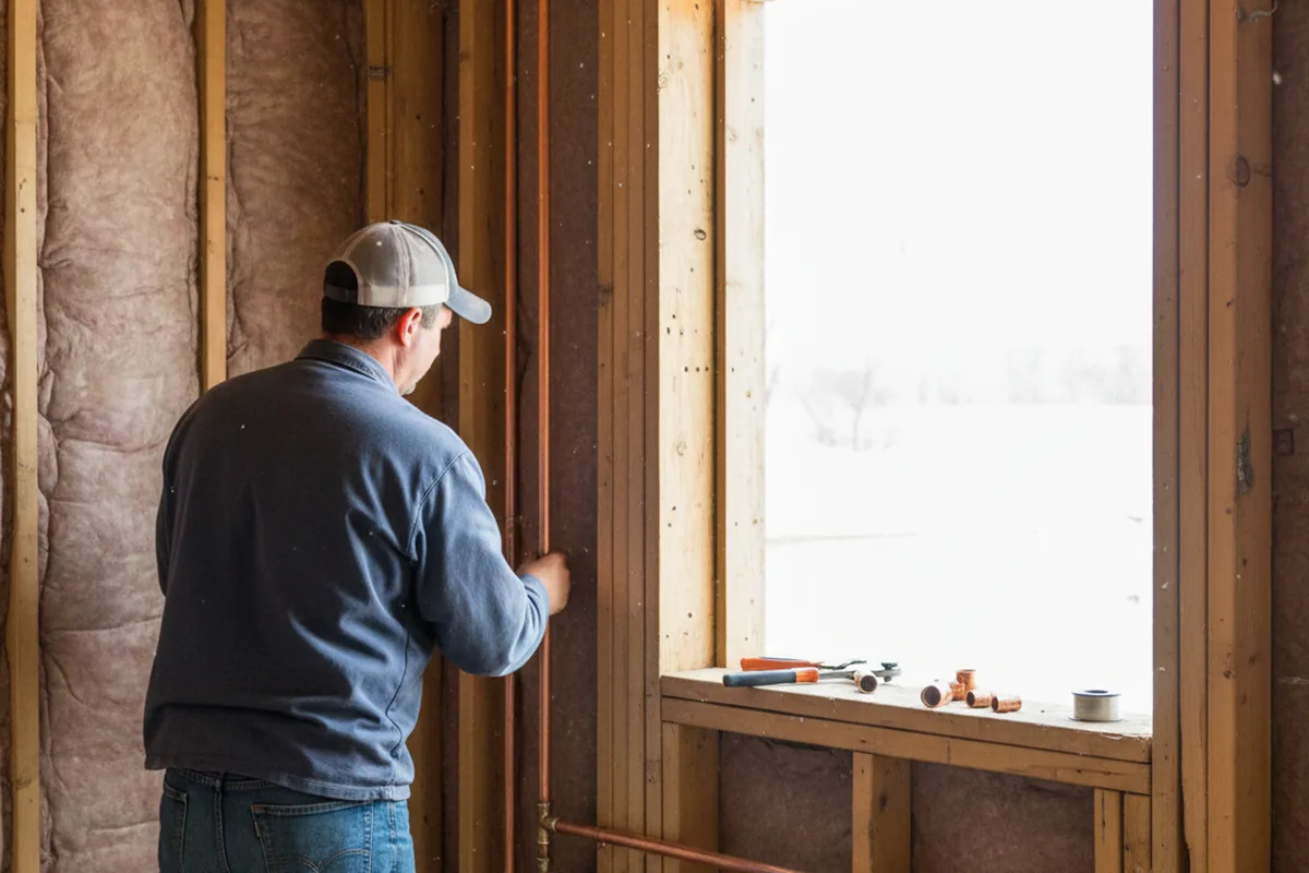 Licensed plumber running new copper supply lines in a Philpot home