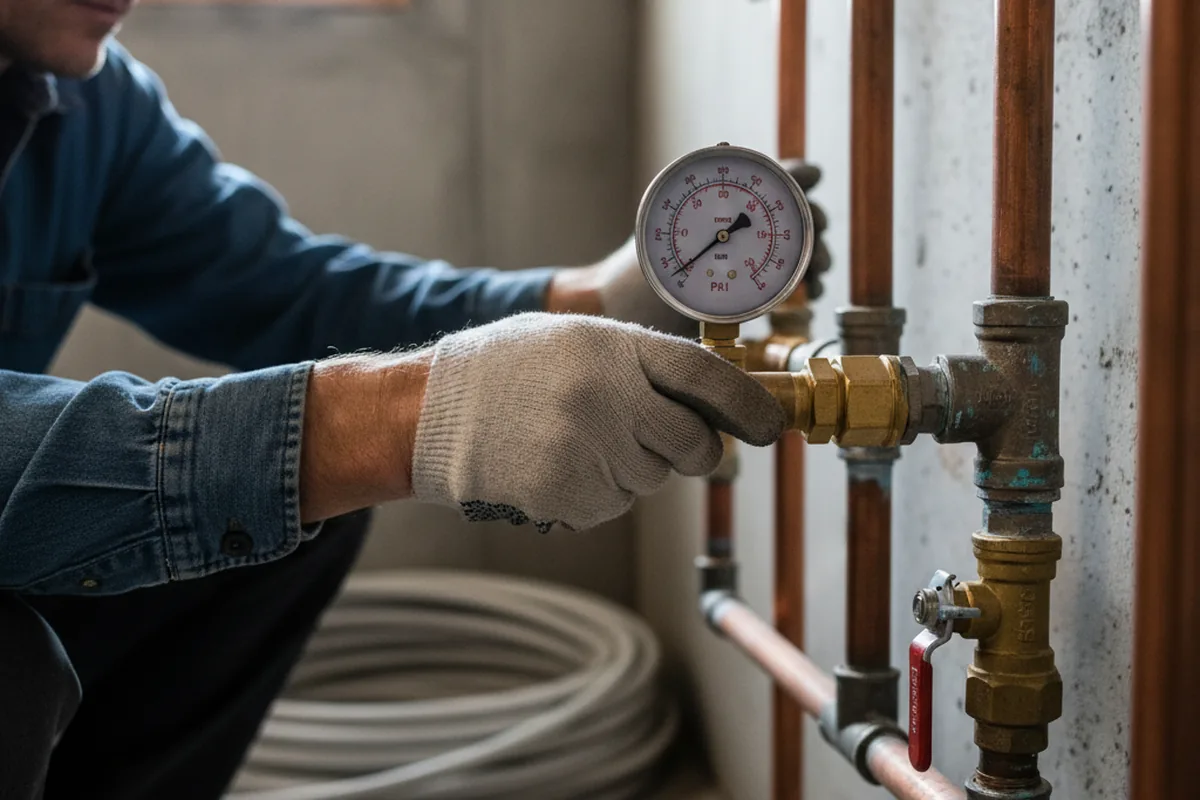 Pressure testing a repaired line during Water Line Repair in Philpot